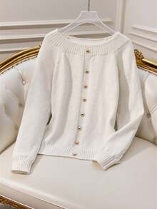 Franclia New Autumn/Winter Off-Shoulder Unique Sexy Luxurious High-End Women Pullover Sweater