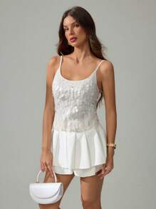 SHEIN Tall Top d'été sans manches patchwork pailleté, élégant et