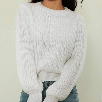 여성 캐주얼 솔리드 컬러 긴팔 스웨터