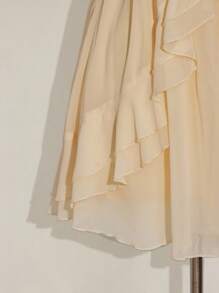 SHEIN ICON Exclusive Ruffled Hem Mini Dress For Young Ladies - Beige - View 8