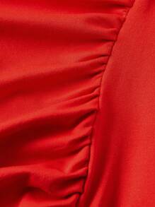 Maija Red Lace-Up Design Knitted Fitted A-Line Dress For Women, Suitable For Spring/Summer Festivals - Red - View 5