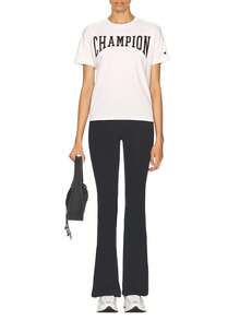 Champion 女士字母印花圆领落肩休闲T恤，适合夏季 - 白色 - 查看 3