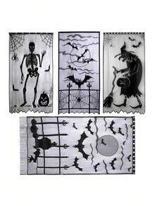 ROMWE Goth 1pc Black Lace Witch Door Curtain - Halloween Spider Web Decor,Home Decor,Holiday Decorations - Black - View 4