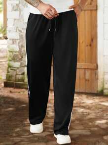 Manfinity Homme Pantaloni della tuta oversize con stampa grafica, stile casual a strati, adatti per il tempo libero, il tragitto casa-lavoro, il ritorno a scuola, le vacanze, un regalo per marito o fidanzato, un set unisex per coppie. - Multicolore - Visualizzare 4