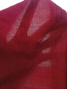 EMERY ROSE 大码纯色缺口领口纽扣休闲无袖衬衫 - 酒紅色 - 查看 4