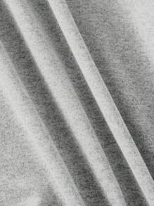 Bộ đồ ngủ áo thun tay ngắn cổ tròn màu trơn cho nữ và quần short kẻ sọc - Xám - Xem 7