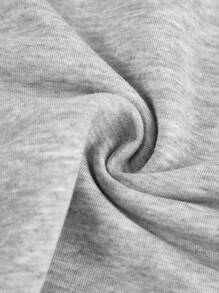 SHEIN Girlism 少女针织短款长袖运动衫，浅灰色学院风简约休闲风格圆领 - 灰色 - 查看 5