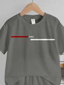 SHEIN 2pcs/Set Young Boys Casual Plain Short Sleeve T-Shirt And Shorts, Summer Outfit