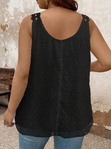 EMERY ROSE Plus Size Women Casual Loose All-Match Solid Color Sleeveless Top, Versatile - Black - View 2