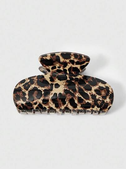 Grunge Punk 1pc Leopard Print Hair Clip, Elegant Hair Claw Clip For Women