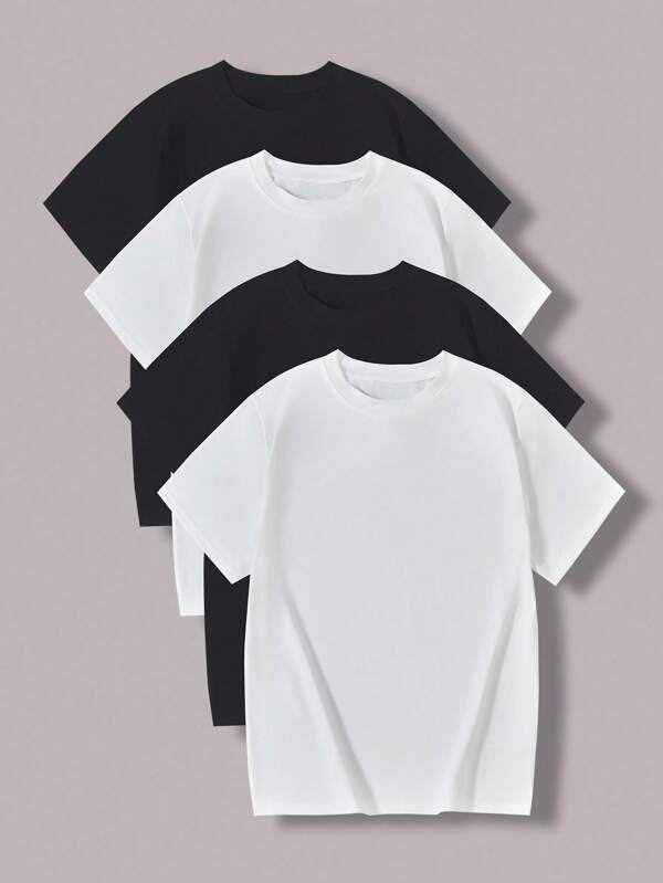 4-Piece Set Casual Fitted Soft Multi-Color T-Shirts For Teenage Boys