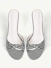 CUCCOO CHICEST Giày cao gót hở mũi thanh lịch màu đen và trắng trang trí nơ cho phụ nữ mùa hè, dễ thương và quyến rũ - Đen và trắng - Xem 3