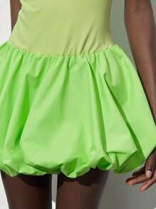 Maija Women's V-Neck Bubble Hem Short Sleeveless Green Spring Dress,Boho - Green - View 5