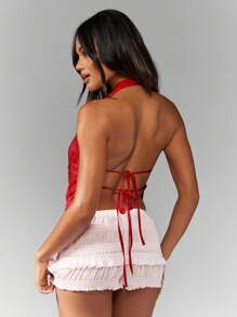 MISSGUIDED Sparkly Sequin Plunge Halter Neck Party Evening Clubwear Cowl Backless Top Spring Summer Festival Occasion Wear Christmas