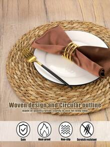 SHEIN 1 pièce/6 pièces Napperon tressé, Napperon rond en osier, Napperon tressé fait main en forme de calebasse naturelle, Napperon tressé style ferme, Napperon en osier style antique, Articles ménagers, Fournitures pour fête de mariage, Décoration de la maison, Décoration de la chambre, Saint-Valentin, Saint-Valentin, Cuisine, Accessoires de cuisine, Mariage