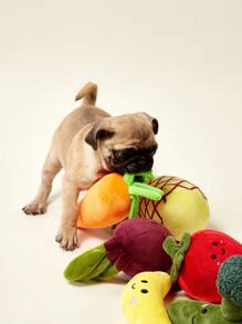 PETSIN Cute Vegetable And Fruit Series Plush Dog Toy, Built-In BB Barking Sound, Dog Biting Interactive Play