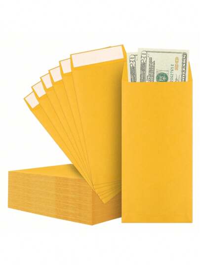 SHEIN 1PC/40Pcs Cash Envelopes, 3.2x6.6 Inch Cash Envelopes, Brown Kraft Money Saving Envelopes, Key Envelopes For Coins, Checks, Gift Cards And Tickets Back To School
