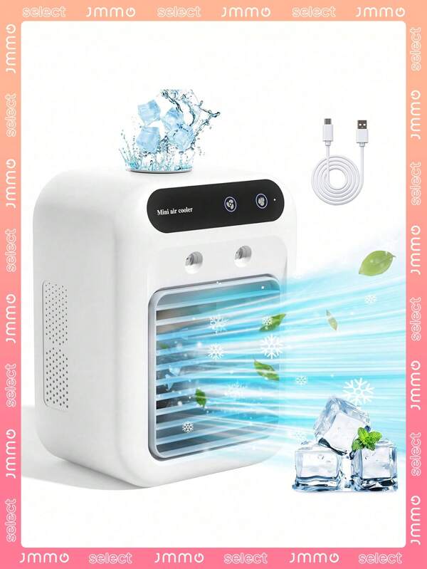 JMMO Ventilador/Ventilador de agua/Ventilador de habitación/Ventilador de dormitorio/Aire acondicionado/Ventilador de pared/Ventilador portátil/Ventilador/Ventiladores de coche/Aire acondicionado portátil, con operación de bajo ruido, 2 velocidades ajustables, batería recargable incorporada de 1800mAh y tanque de 500ml para humidificación continua por pulverización, perfecto para el dormitorio
