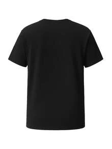 Champion 女式夏季字母图案圆领短袖休闲T恤 - 黑色 - 查看 5