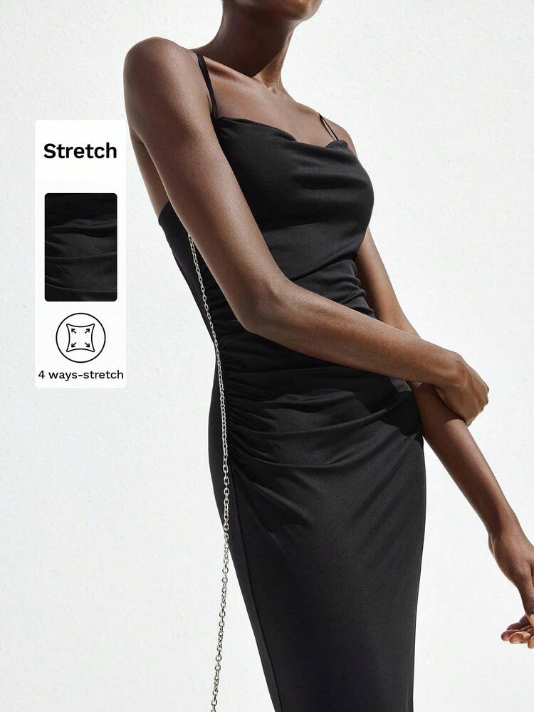 SHEIN Maija Women's Sexy Solid Color Criss-Cross Back Sleeveless Dress, Summer , Backless Dress