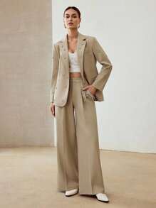 MOTF PREMIUM FAUX PEARL DETAIL PRESS CREASE SUIT PANTS - Khaki - View 8