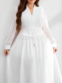 Modelyn Ensemble 2 pièces : Chemisier unicolore élégant et jupe pour grande taille, pour le travail