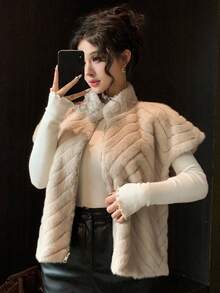 DAZY Sleeveless Zip-Up Loose Waistcoat Style Fluffy Jacket For Women, Autumn/Winter Vest Fluffy Coat