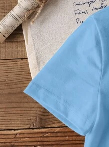 Rubble X SHEIN Young Boy Cartoon Pattern Blue Crew Neck Short Sleeve T-Shirt - White - View 3