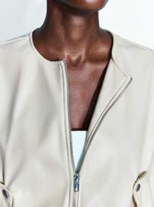 Maija Damen Lässig Pendler einfarbige ärmellose Jacke Kurze Jacke Kurze Blazer Crop Top Jacke Offene Vorderseite Top Ausgehen Tops Herbst Damen Herbst Damen Herbst Damen Herbst Winter Winterjacke Schule