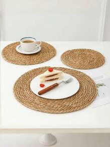 SHEIN 1 pièce/6 pièces Napperon tressé, Napperon rond en osier, Napperon tressé fait main en forme de calebasse naturelle, Napperon tressé style ferme, Napperon en osier style antique, Articles ménagers, Fournitures pour fête de mariage, Décoration de la maison, Décoration de la chambre, Saint-Valentin, Saint-Valentin, Cuisine, Accessoires de cuisine, Mariage
