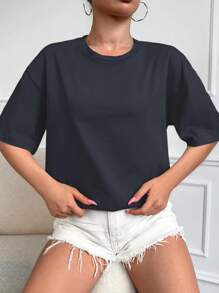 Cottnline 100% 纯棉 2 件套休闲宽松圆领短袖 T 恤，纯白色和米色，适合女士，完美的夏季百搭上衣 - 彩色 - 查看 5