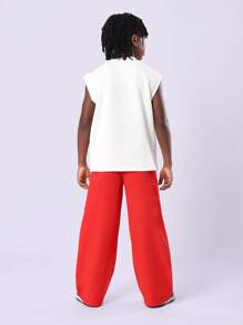 SUMWON Ensemble coordonné de sport Débardeur Pantalon de jogging Sans manches Tenue d'été Tenue d'entraînement Performance Rayure latérale Jeunesse active Ados Streetwear