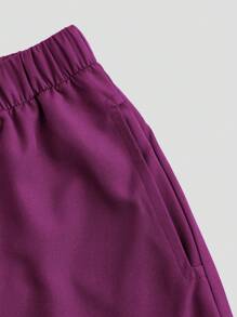 TaskEZ 制服套装：V 领短袖修身衬衫、抽绳直筒休闲裤、手术服套装 - 紫丁香色 - 查看 8