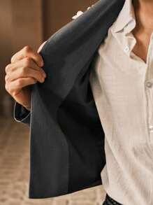 HIMLAND Men's Niche Design Embellished Single-Breasted Blazer, For Fall Winter - Multicolor - View 7