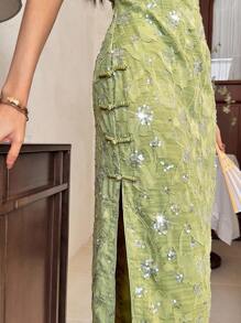 EastFlair 女士夏季优雅镂空亮片连衣裙