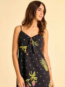 CAJUNI Women's Fruit Print Pattern Mini Dress- Pineapple Dress - Black - View 5