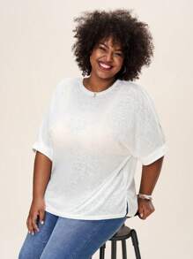 Comfylo 夏季寬鬆基礎短袖大尺碼T恤，家居和戶外休閒服 - 白色 - 查看 1