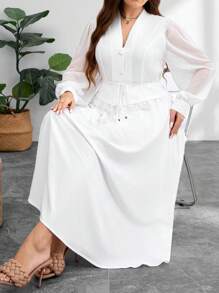 Modelyn Ensemble 2 pièces : Chemisier unicolore élégant et jupe pour grande taille, pour le travail