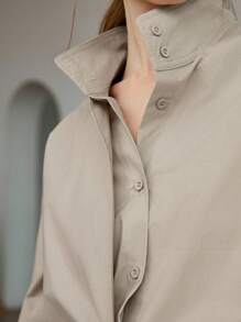 Dazy-Less Damen Lose Business Lässig Bluse mit Kordelzug, minimalistisches Langarmhemd für Büromode, Frühling/Herbst Damenkleidung