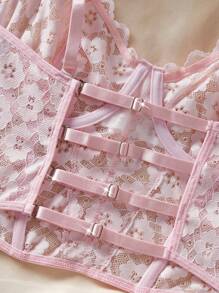 SHEIN 1pc Women Floral Lace Sexy Camisole - Pink - View 6