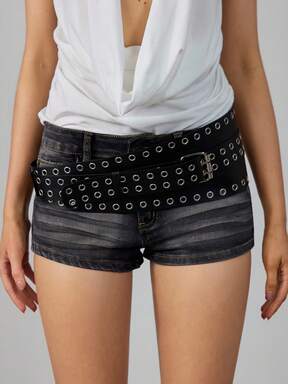 Grunge Punk 1pc Punk Rock Style Multi-Rivet Asymmetric Waist Belt, Y2K Retro Fashionable Metal Buckle Wide Waistband, Personalized Decor Accessory