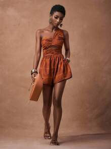 Zivah 2025 春夏新款女装印花褶皱高腰宽松九分裤，适合生日派对、毕业典礼、校园风、日常休闲装、度假、邮轮、海滩、日光浴、街头风、优雅、通勤、商务休闲 - 彩色 - 查看 6