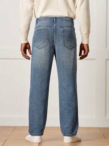 Manfinity CityGents 男士浅蓝色休闲直筒牛仔裤 - 淺色水洗藍 - 查看 2