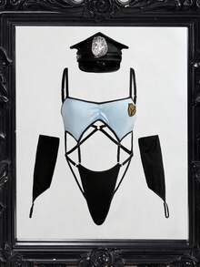Spicy Aura 加大码四件套性感警察制服连体衣 - 彩色 - 查看 11