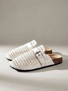 Solecia Women's Fluffy Platform Slippers, Warm Round Toe Fashion Shoes - White - View 2