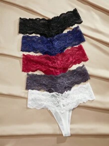 Charlaine Charlaine 5pack Floral Lace Thong, Sexy Lingerie