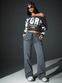 SHEIN Cottnline BRUSHED WINTER COZY PANTS FOR DAILY USAGE - Grey - View 3