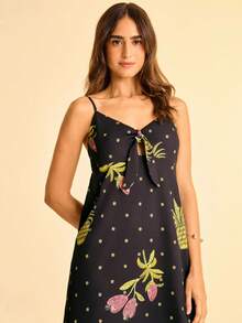 CAJUNI Women's Fruit Print Pattern Mini Dress- Pineapple Dress - Black - View 6