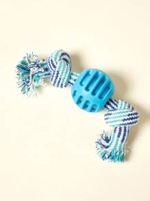 PETSIN TPR棉绳双球狗狗玩具，缓解无聊，与狗狗互动玩耍 - 彩色 - 查看 4