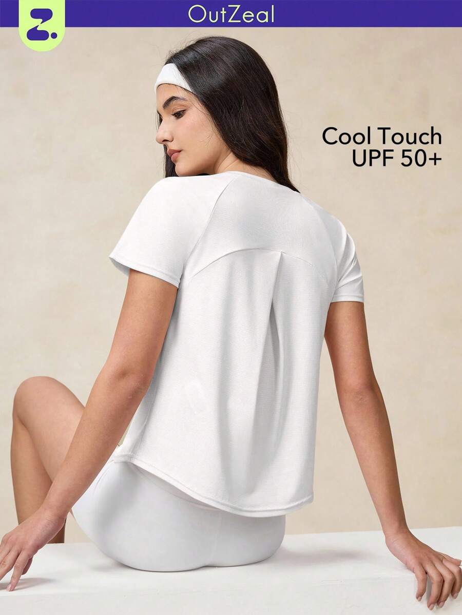 OutZeal 防晒 UPF50+ 清凉防晒T恤 女款宽松版 - 白色 - 查看 1